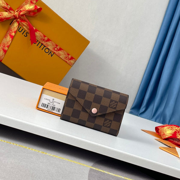 LV N61700 Cardboard Victorine Wallet Brown Ballet Pink Monogram Canvas 221677