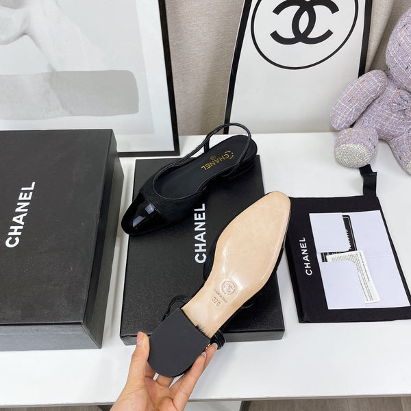 CC Slingback Black Lambskin And Horsehair