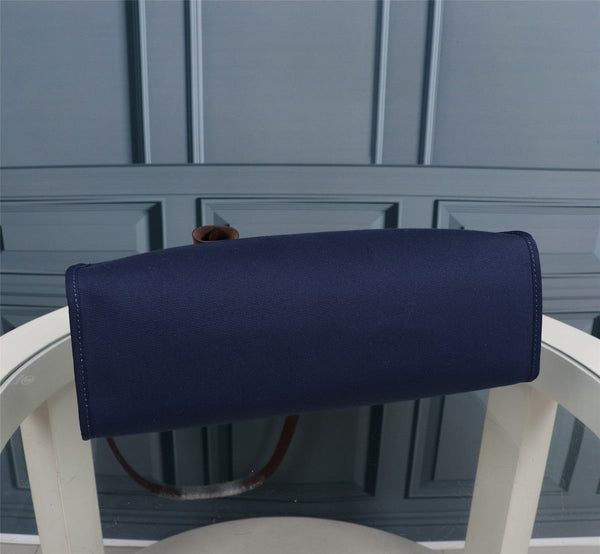 HM HERBAG ZIP 31 TELA BLU MARINO E BRONZO