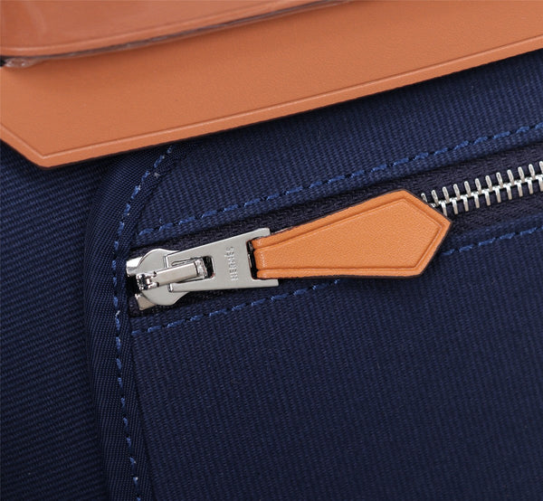 HM HERBAG ZIP 31 TELA BLU MARINO E BRONZO