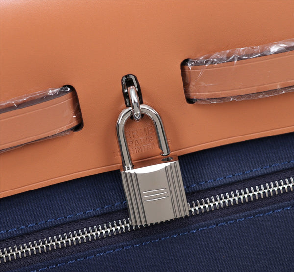 HM HERBAG ZIP 31 TELA BLU MARINO E BRONZO