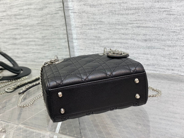 mini lady 17cm borsa in pelle di vitello nera