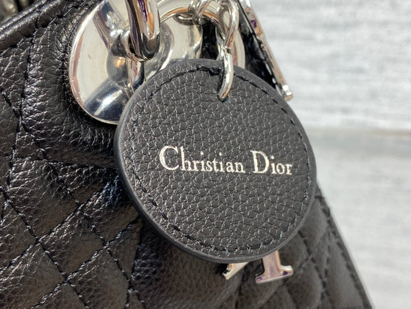 mini lady 17cm borsa in pelle di vitello nera