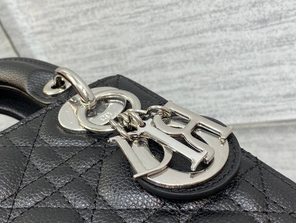 mini lady 17cm borsa in pelle di vitello nera