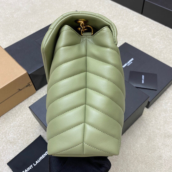 LOULOU MEDIUM 32 CUIR MATELASSÉ VERT KAKI MÉTAL DORÉ