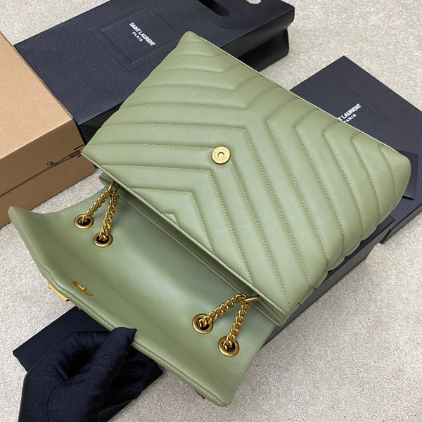 LOULOU MEDIUM 32 CUIR MATELASSÉ VERT KAKI MÉTAL DORÉ