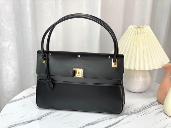BORSA A MANO PARISIENNE 30 IN PELLE DI VITELLO LISCIA NERA