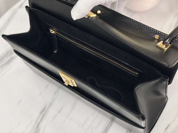 BORSA A MANO PARISIENNE 30 IN PELLE DI VITELLO LISCIA NERA