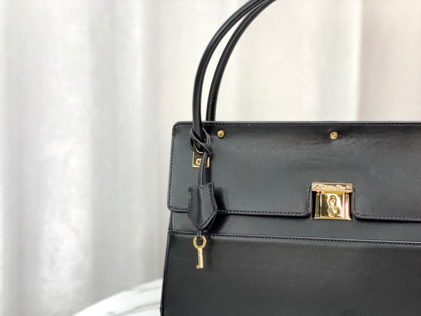 BORSA A MANO PARISIENNE 30 IN PELLE DI VITELLO LISCIA NERA