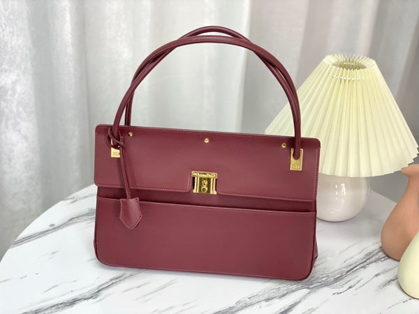 BORSA A MANO PARISIENNE 30 IN PELLE DI VITELLO LISCIA VIOLA GELSO