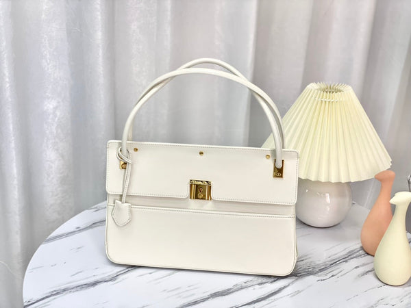 BORSA A MANO PARISIENNE 30 IN PELLE DI VITELLO LISCIA BIANCA