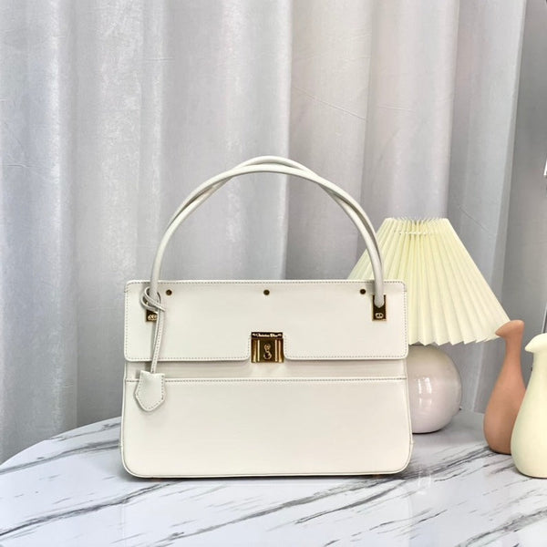 BORSA A MANO PARISIENNE 30 IN PELLE DI VITELLO LISCIA BIANCA