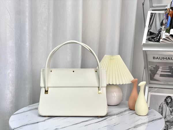 BORSA A MANO PARISIENNE 30 IN PELLE DI VITELLO LISCIA BIANCA