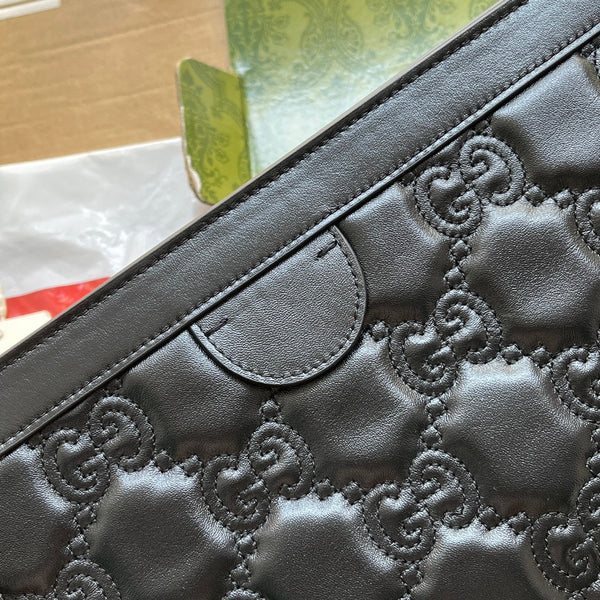 BORSA A TRACOLLA MATELASSÉ 32 IN PELLE DI VITELLO GOFFRATA NERA E FERRAMENTA ORO