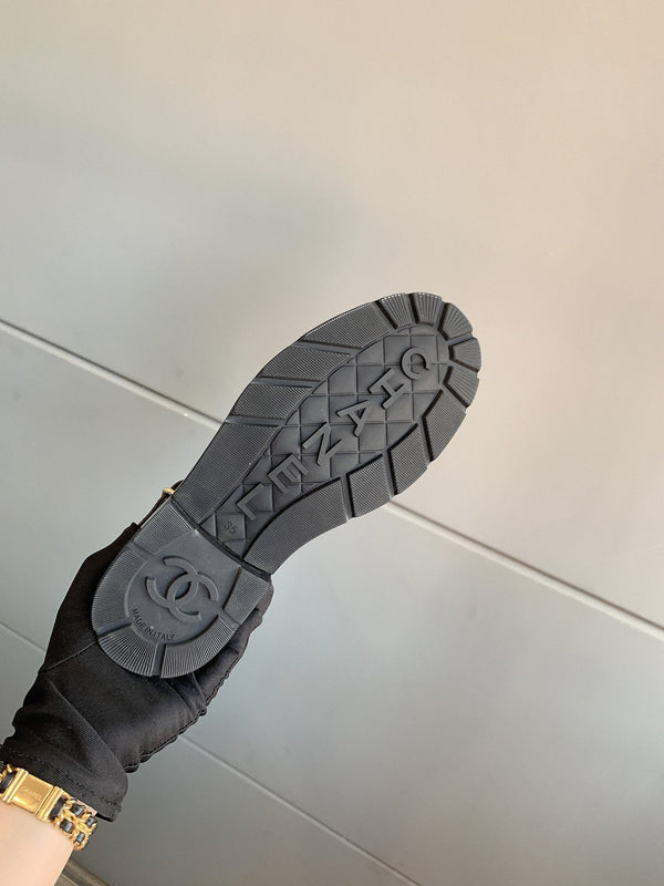 Stivaletti con cinturino anteriore CC 35mm Nero Beige Pelle di pecora 464552