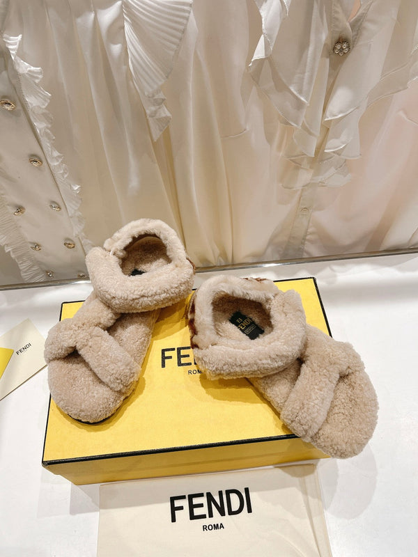 SANDALO FENDI DAD IN PILE BEIGE NOCCIOLA