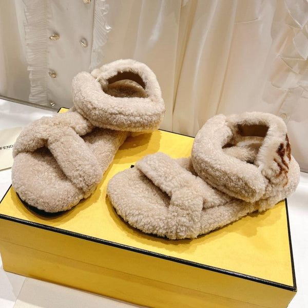 SANDALO FENDI DAD IN PILE BEIGE NOCCIOLA