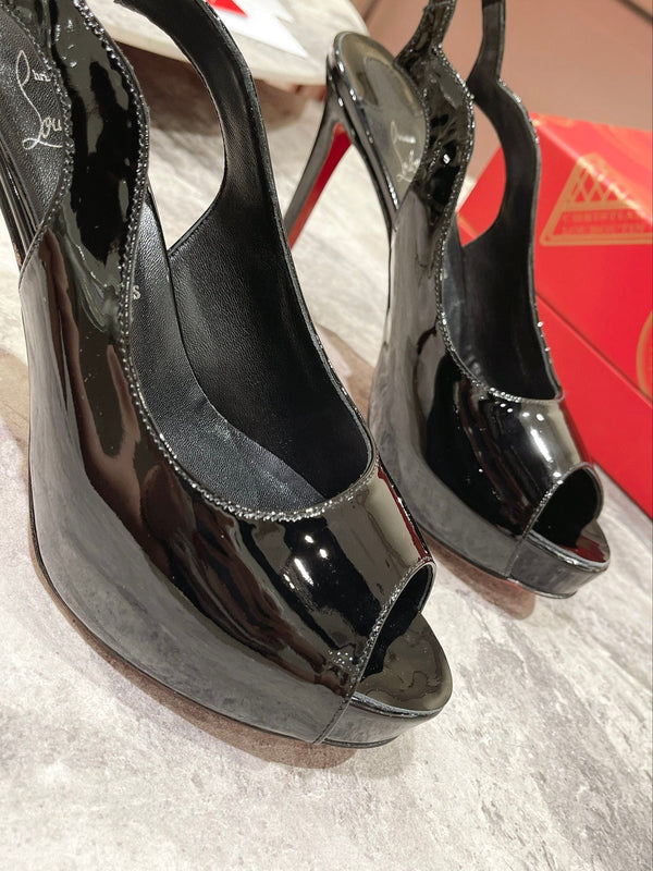 CL Pumps Hot Chick 120 mm Black/lin Black Patent leather