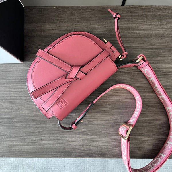Borsa Mini Gate Dual in morbida pelle di vitello e pelle liscia jacquard rosa