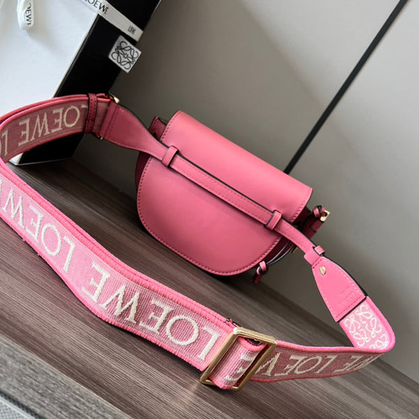 Borsa Mini Gate Dual in morbida pelle di vitello e pelle liscia jacquard rosa