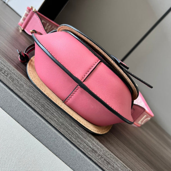 Borsa Mini Gate Dual in morbida pelle di vitello e pelle liscia jacquard rosa