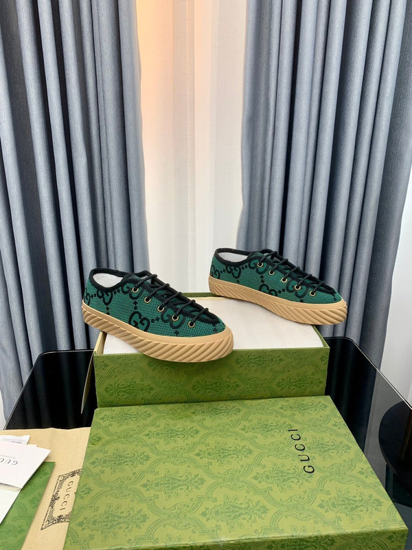 SNEAKER GG UNIQUE CON SUOLA SPESSA IN TELA VERDE CASTLETON