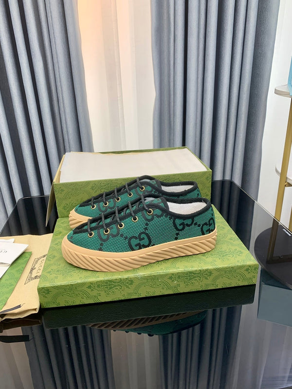 SNEAKER GG UNIQUE CON SUOLA SPESSA IN TELA VERDE CASTLETON