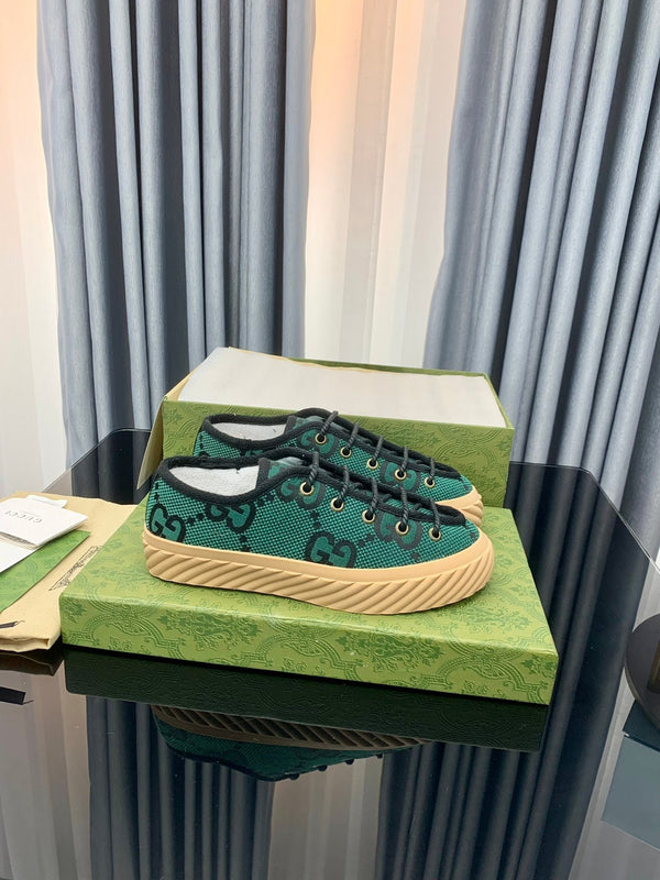 SNEAKER GG UNIQUE CON SUOLA SPESSA IN TELA VERDE CASTLETON