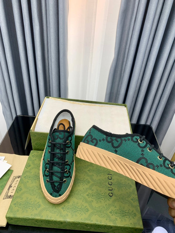 SNEAKER GG UNIQUE CON SUOLA SPESSA IN TELA VERDE CASTLETON