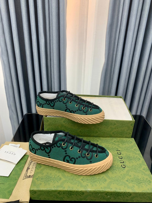 SNEAKER GG UNIQUE CON SUOLA SPESSA IN TELA VERDE CASTLETON
