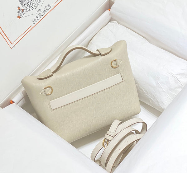 HM Mini 24 Sur 24 Bag 21cm White Swift Cowhide Gold Hardware 250270