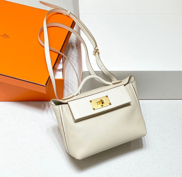 BORSA A MANO HM KELLY 21 IN PELLE DI VITELLO BIANCA