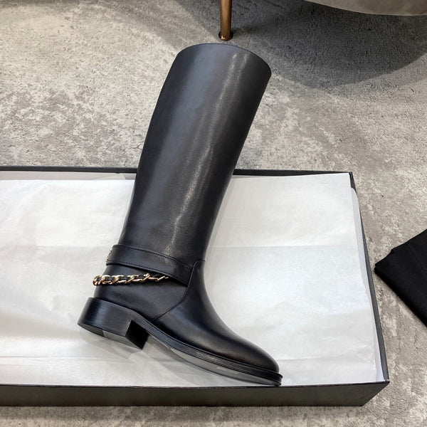 CC 25 Chain High Boots 30mm Black Calfskin 527576