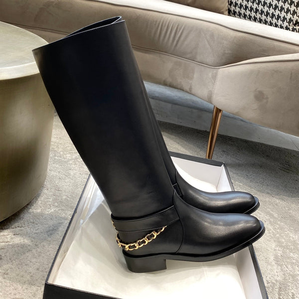 CC 25 Chain High Boots 30mm Black Calfskin 527576