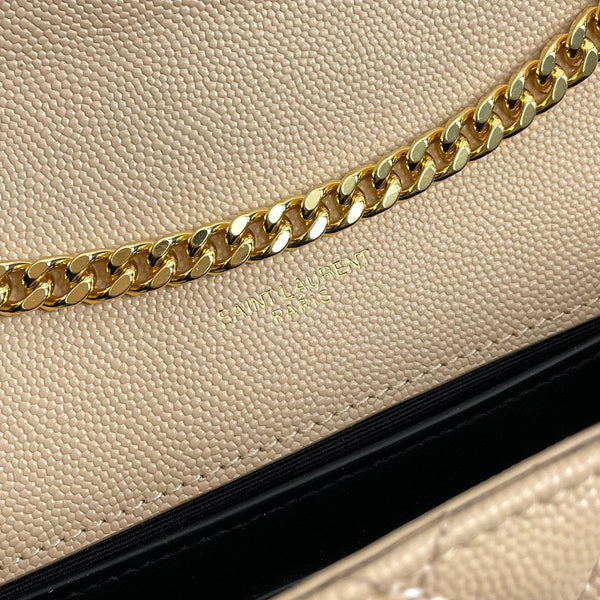 Sac YSL Envelope petit modèle 21 cm cuir grainé beige 285992