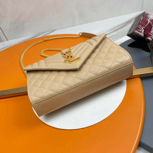 Sac YSL Envelope petit modèle 21 cm cuir grainé beige 285992