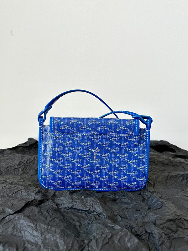 PORTAFOGLIO PLUMET POCKET 20 IN TELA GOYARDINE BLU ZAFFIRO E FINITURE IN PELLE DI AGNELLO