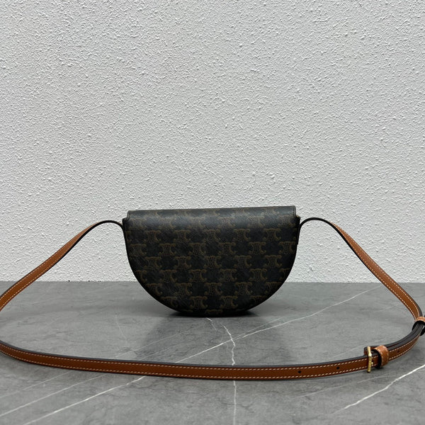 Sac Celine Besace Cuir Triomphe Toile et Veau Noir Marron