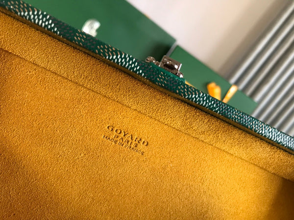 BORSA GRAND HÔTEL TRUNK 24 IN TELA GOYARDINE VERDE E PELLE DI VITELLO