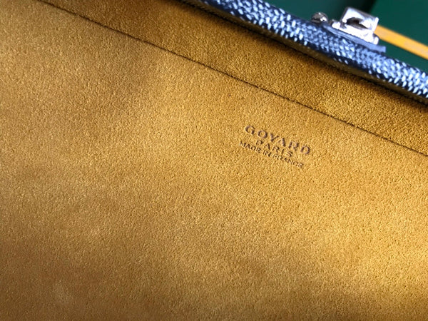 BORSA GRAND HÔTEL TRUNK 24 IN TELA GOYARDINE GRIGIA NERA E PELLE DI VITELLO