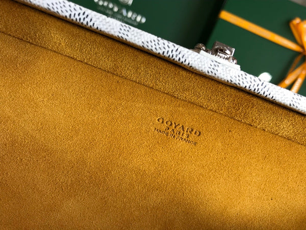 BORSA GRAND HÔTEL TRUNK 24 IN TELA GOYARDINE BIANCA E PELLE DI VITELLO