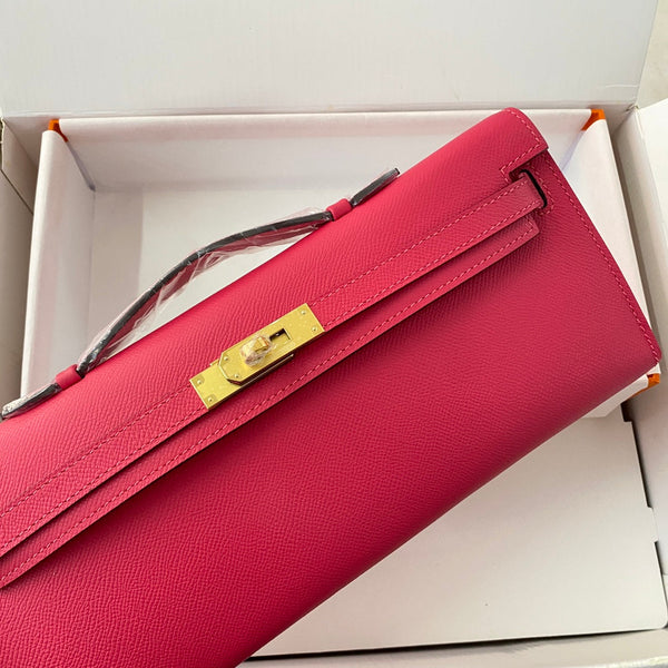 HM Kelly Cut 31 Crimson Pink Epsom Leather Gold Hardware 229060