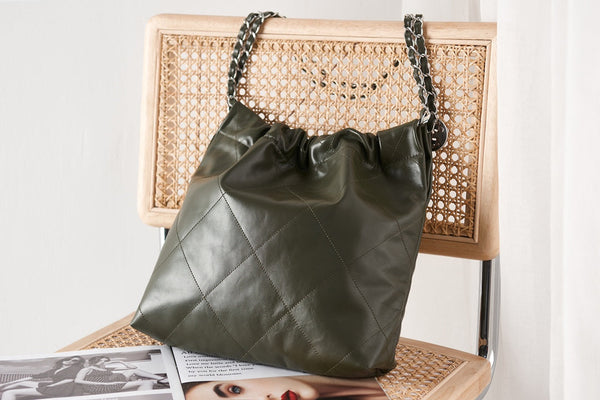 cc 22 hobo pelle di vitello oliva hardware argento