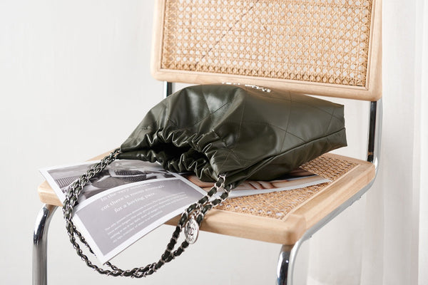 cc 22 hobo pelle di vitello oliva hardware argento