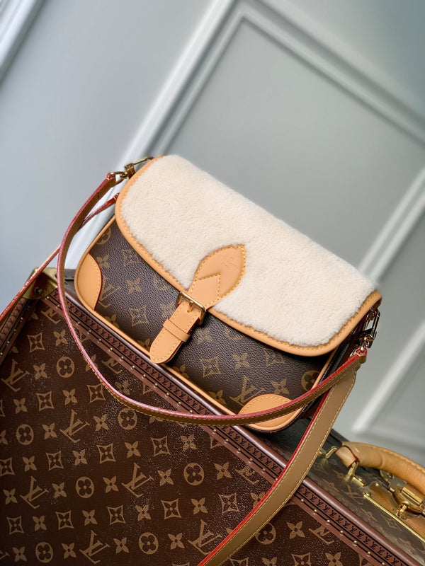 diane 24 tela monogramma marrone pile bianco