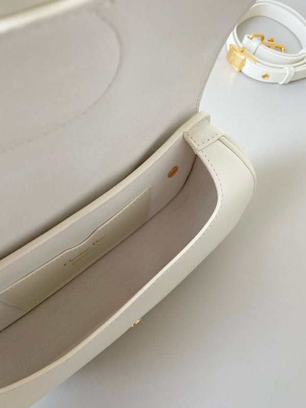 borsa media east west bobby 22cm in pelle di vitello bianca ghw