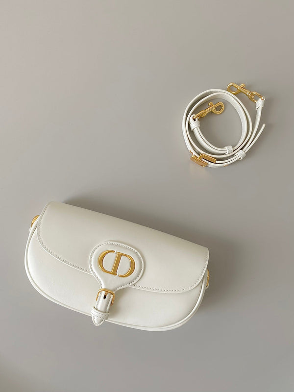 borsa media east west bobby 22cm in pelle di vitello bianca ghw