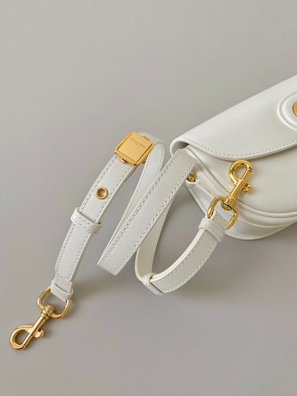 borsa media east west bobby 22cm in pelle di vitello bianca ghw