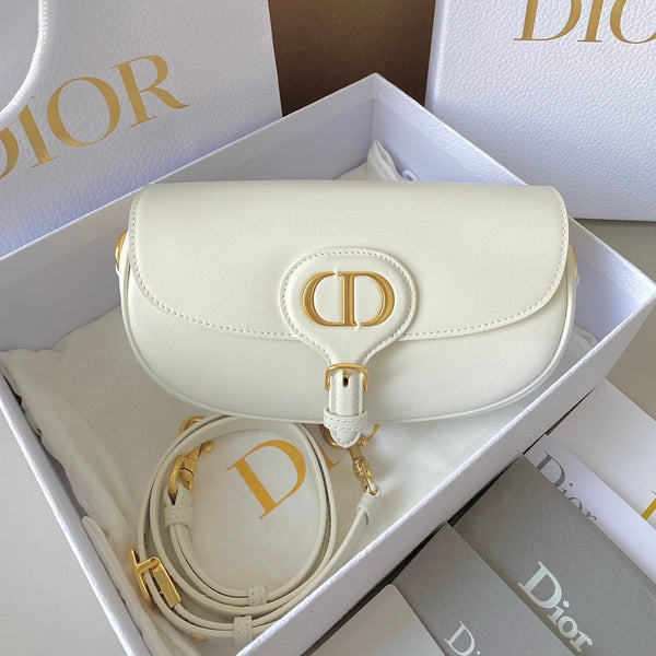 borsa media east west bobby 22cm in pelle di vitello bianca ghw