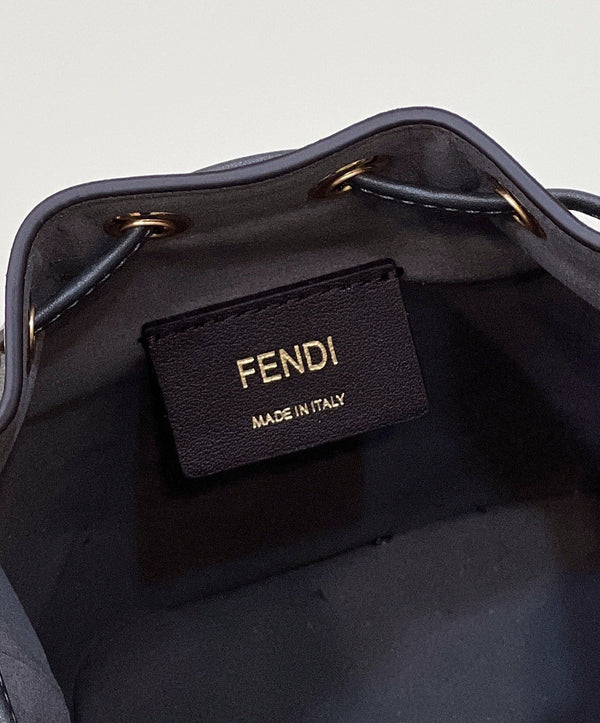 BORSA MON TRESOR MINI 18 IN TESSUTO FF NERO GRIGIO MISTO CON FERRAMENTA ORO